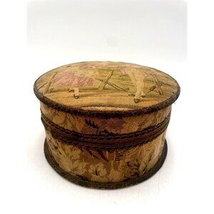 Vintage Fabric Collar Box Romantic Scene Detachable Collars Early 1900s Collecti